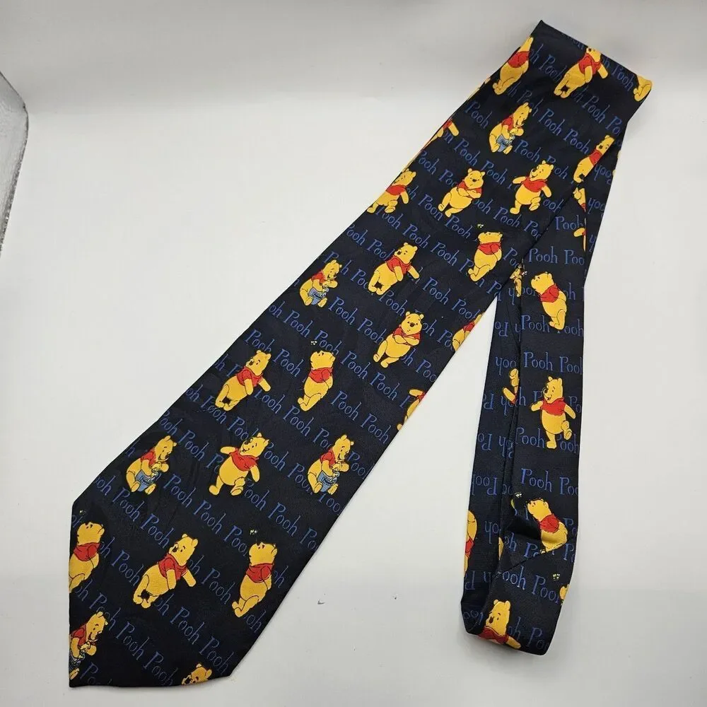 Disney Winnie‎ The Pooh Navy Text Honey Pot Tie Cartoon Teacher Party 59x4 1/8